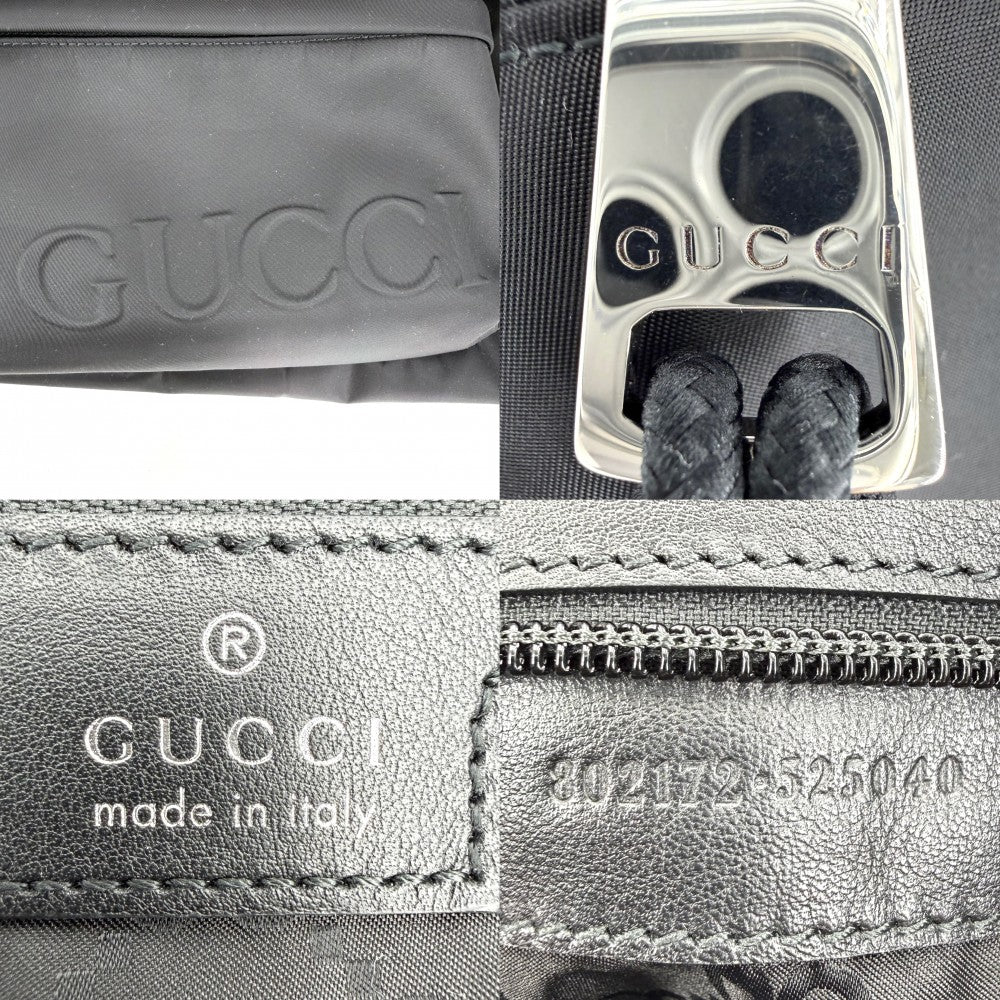GUCCI グッチ トートバッグ シェリーライン ハンドバッグ 802172 ナイロン ブラック 黒 シルバー金具 メンズ【中古品】