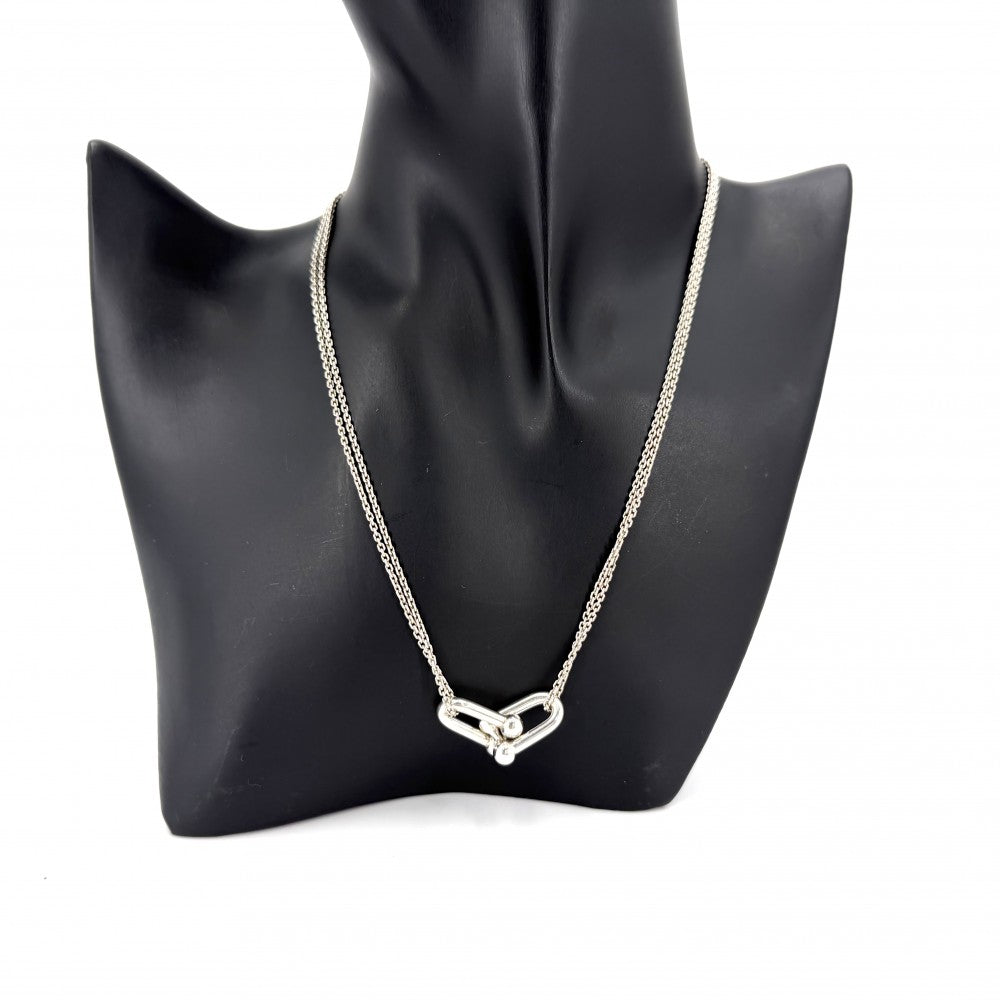 TIFFANY&Co. ティファニー ネックレス ハードウェア ダブル リンク ネックレス ジュエリー アクセサリー メンズ レディース シルバー925 ユニセックス 約12.2g【中古品】