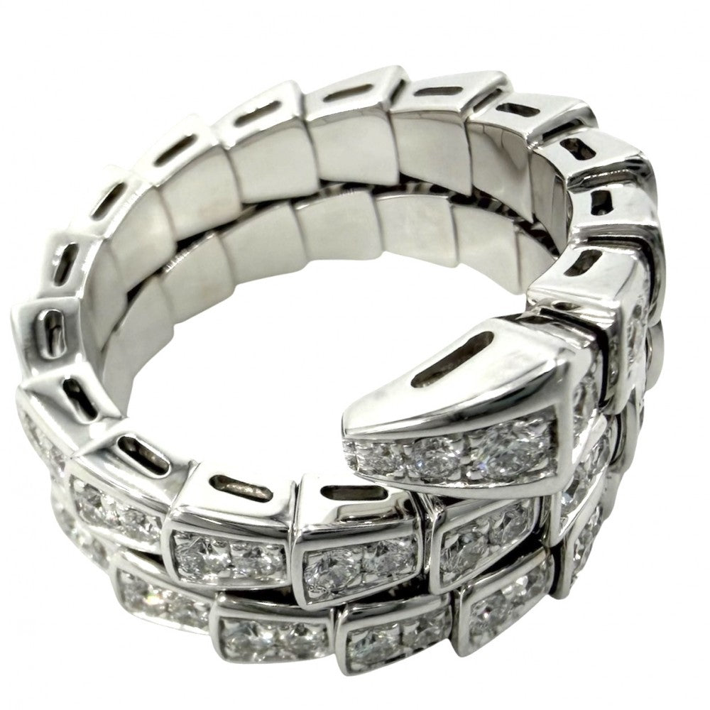 BVLGARI ブルガリ 指輪 セルペンティ ヴァイパー ジュエリー アクセサリー リング フルパヴェ Au750 18金WG Mサイズ K18ホワイトゴールド ダイヤモンド 約10.5号 シルバー レディース 約11.3g【中古品】