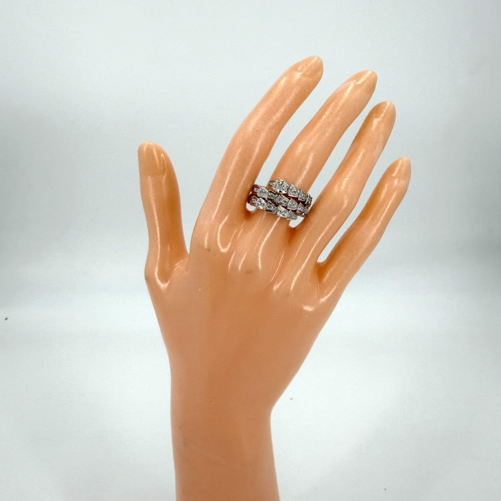 BVLGARI ブルガリ 指輪 セルペンティ ヴァイパー ジュエリー アクセサリー リング フルパヴェ Au750 18金WG Mサイズ K18ホワイトゴールド ダイヤモンド 約10.5号 シルバー レディース 約11.3g【中古品】