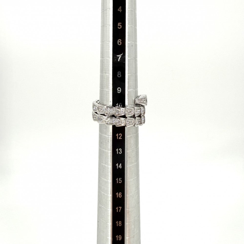 BVLGARI ブルガリ 指輪 セルペンティ ヴァイパー ジュエリー アクセサリー リング フルパヴェ Au750 18金WG Mサイズ K18ホワイトゴールド ダイヤモンド 約10.5号 シルバー レディース 約11.3g【中古品】