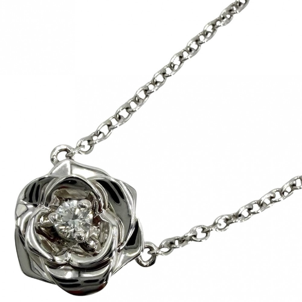 PIAGET ピアジェ ネックレス ローズ ペンダント ジュエリー アクセサリー Au750 18金WG K18ホワイトゴールド ダイヤモンド シルバー レディース 約4.2g【中古品】