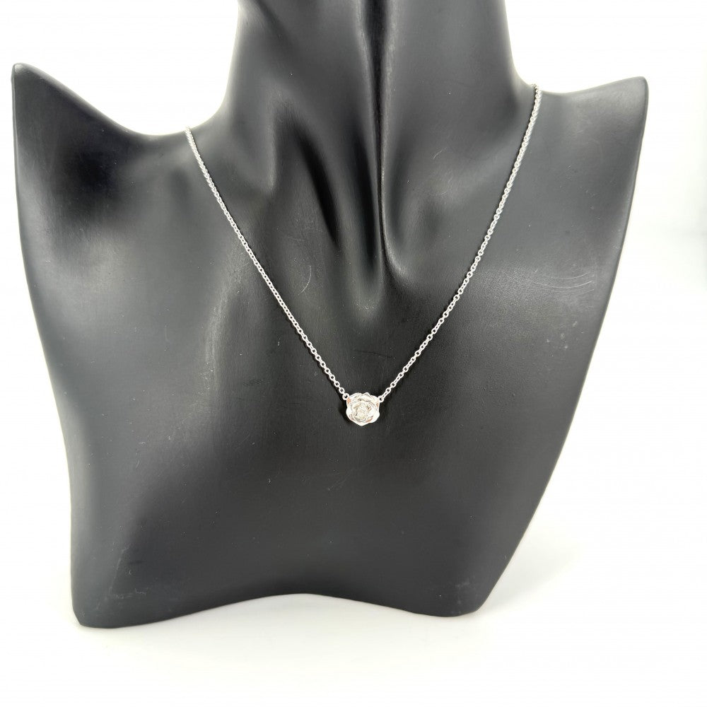 PIAGET ピアジェ ネックレス ローズ ペンダント ジュエリー アクセサリー Au750 18金WG K18ホワイトゴールド ダイヤモンド シルバー レディース 約4.2g【中古品】