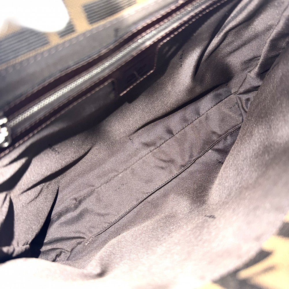 FENDI フェンディ ショルダーバッグ ズッカ ワンショルダー キャンバス レザー ブラウン 茶 シルバー金具 レディース【中古品】