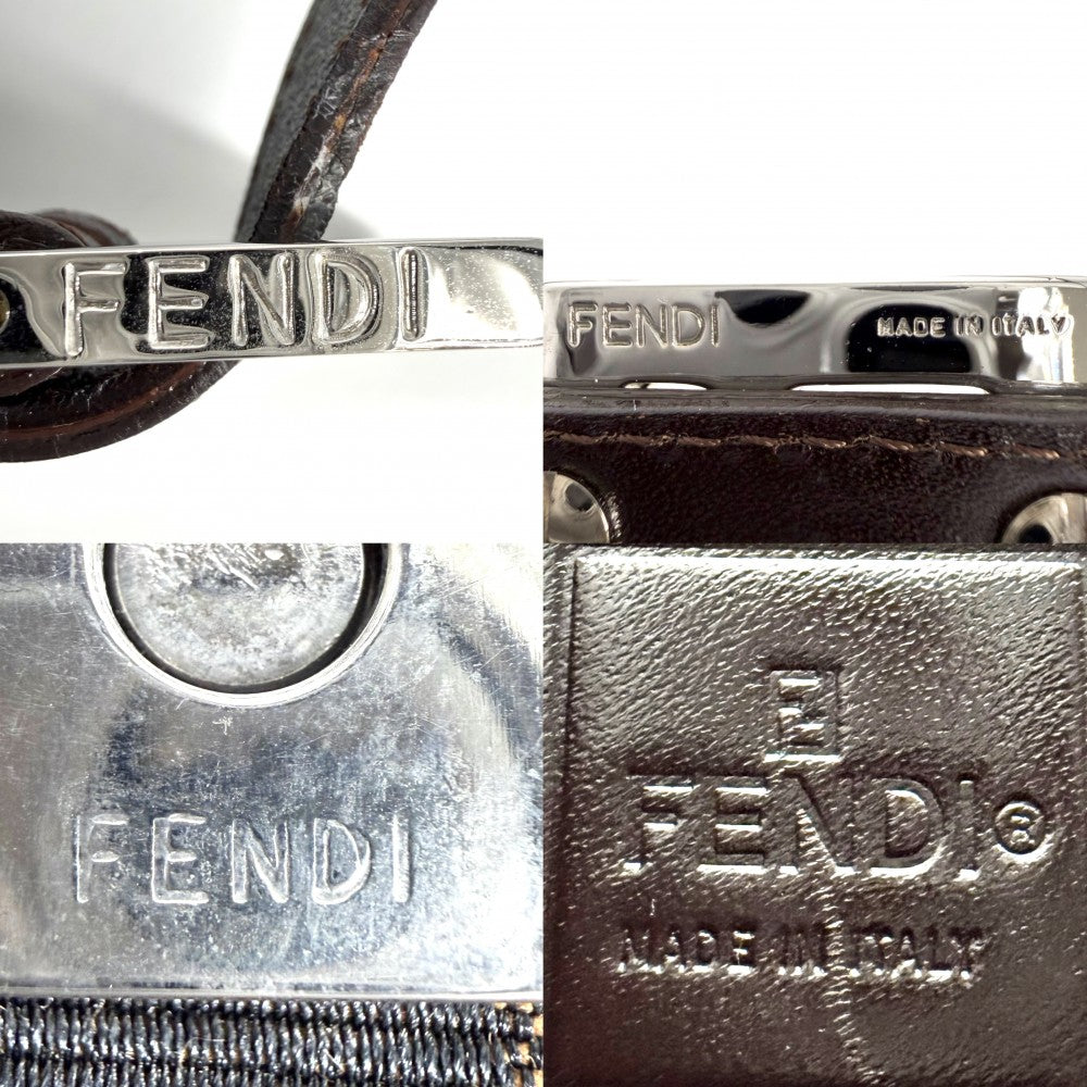 FENDI フェンディ ショルダーバッグ ズッカ ワンショルダー キャンバス レザー ブラウン 茶 シルバー金具 レディース【中古品】