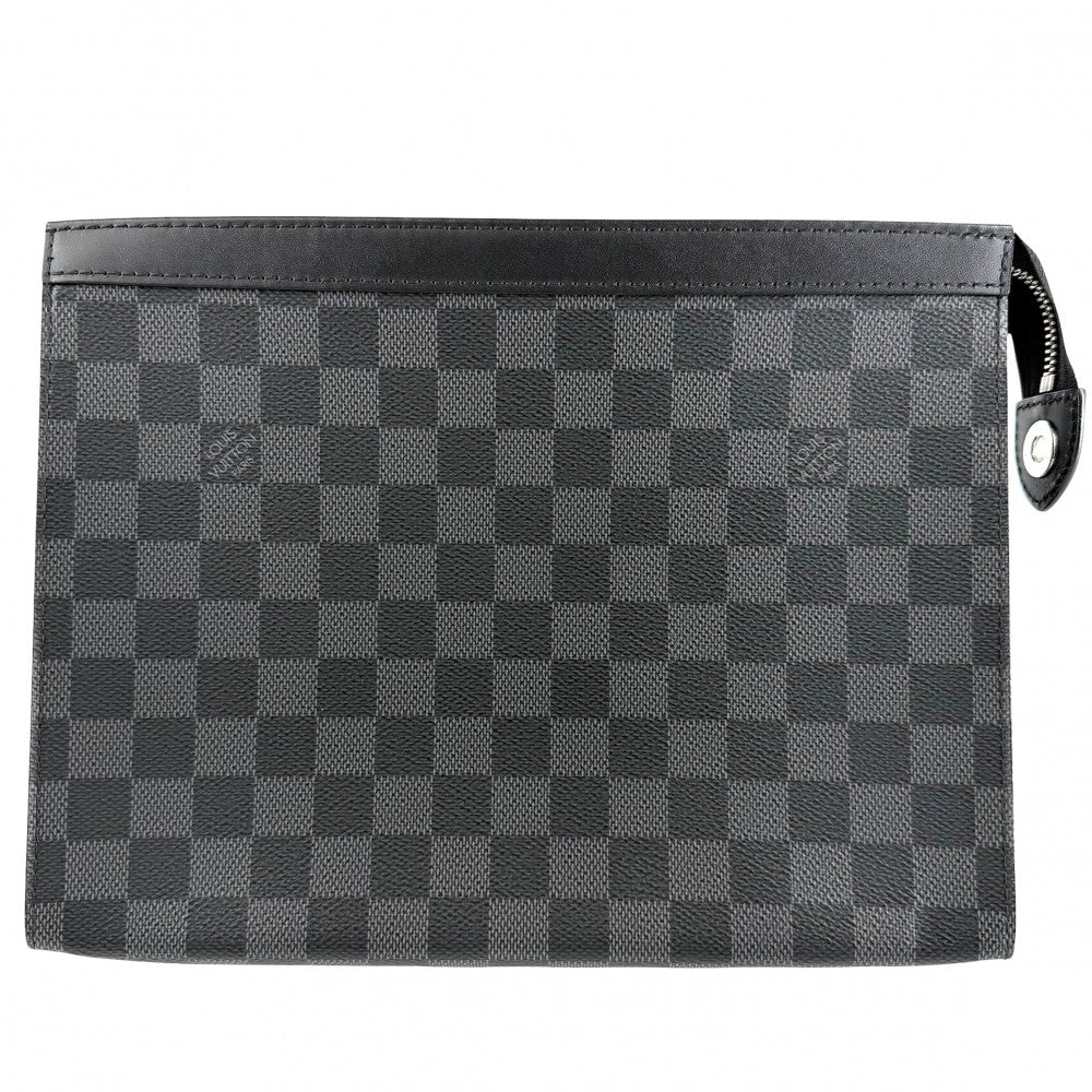 LOUIS VUITTON ルイヴィトン クラッチバッグ ダミエグラフィット ポシェット･ヴォワヤージュ MM セカンドバッグ N41696 ブラック 黒 シルバー金具 メンズ【中古品】
