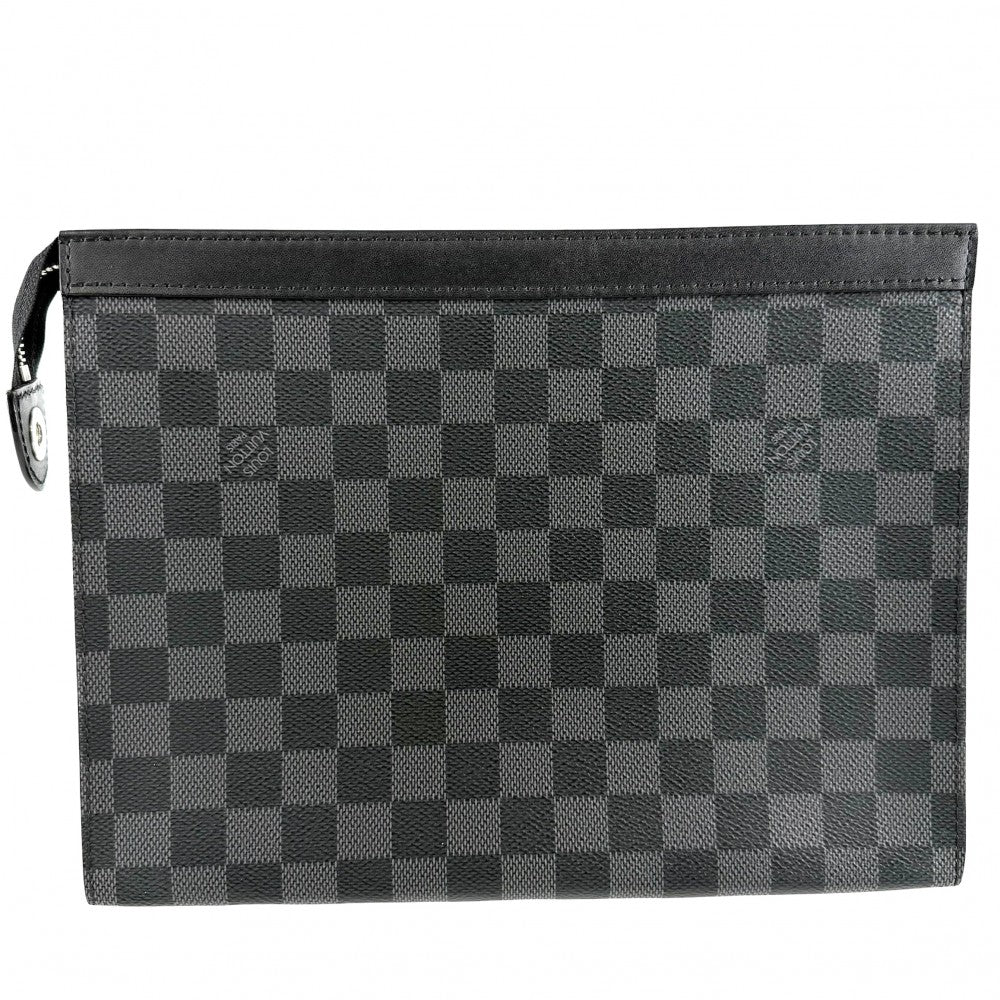 LOUIS VUITTON ルイヴィトン クラッチバッグ ダミエグラフィット ポシェット･ヴォワヤージュ MM セカンドバッグ N41696 ブラック 黒 シルバー金具 メンズ【中古品】