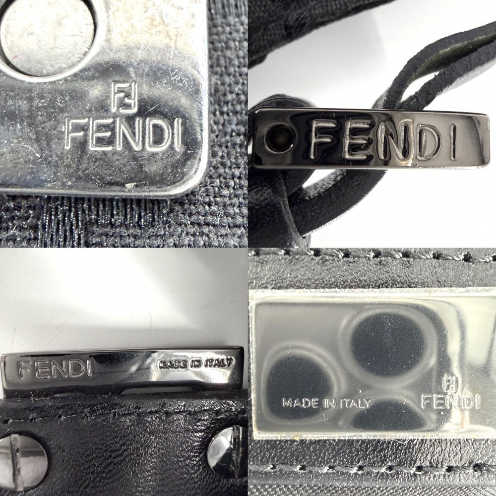 FENDI フェンディ ハンドバッグ ズッキーノ ミニマンマバケット ワンハンドバッグ Mamma Bucket キャンバス レザー ブラック 黒 ガンメタル金具 レディース【中古品】