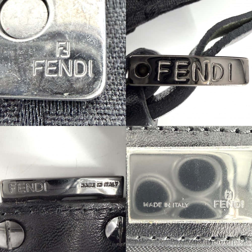 FENDI フェンディ ハンドバッグ ズッキーノ ミニマンマバケット ワンハンドバッグ Mamma Bucket キャンバス レザー ブラック 黒 ガンメタル金具 レディース【中古品】