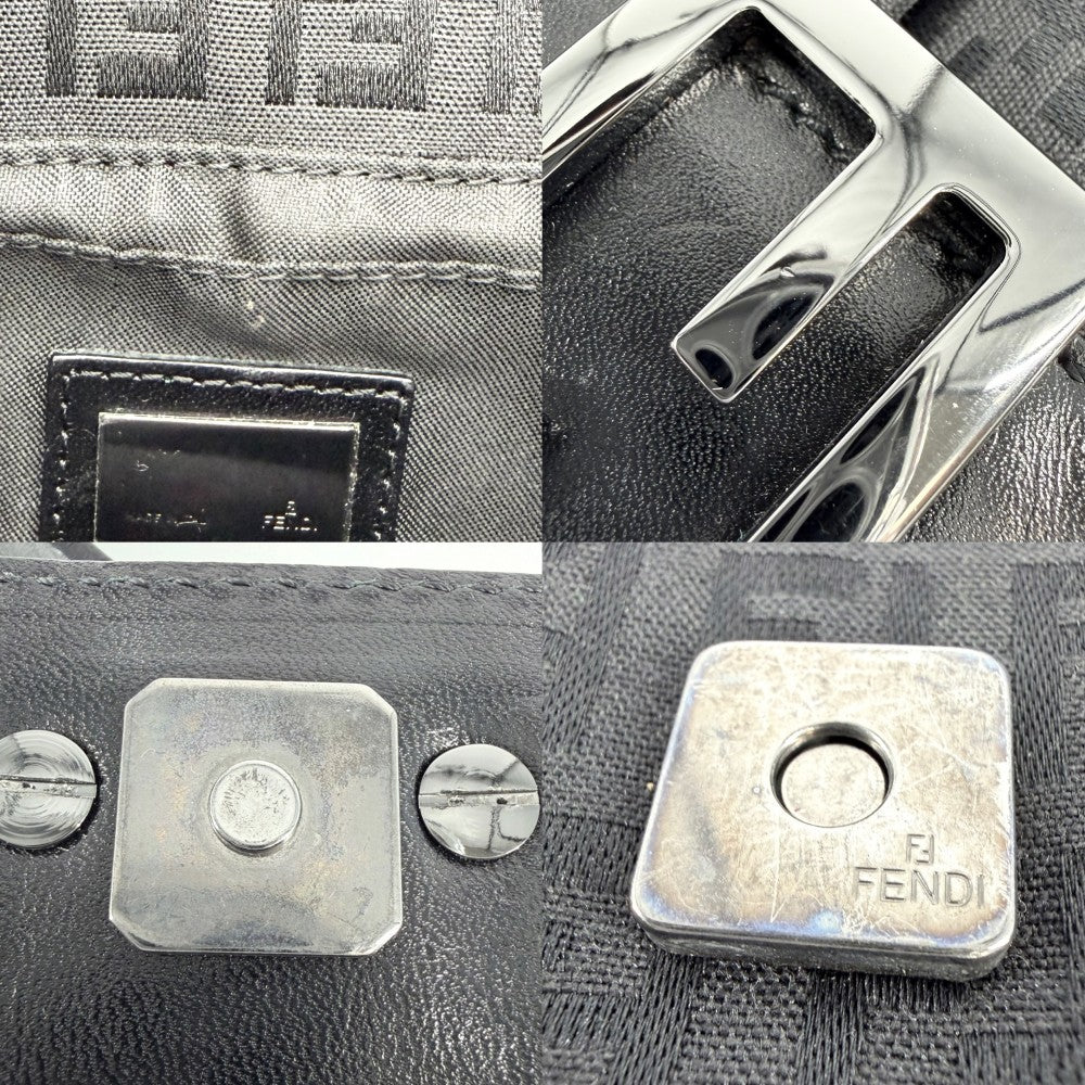 FENDI フェンディ ハンドバッグ ズッキーノ ミニマンマバケット ワンハンドバッグ Mamma Bucket キャンバス レザー ブラック 黒 ガンメタル金具 レディース【中古品】