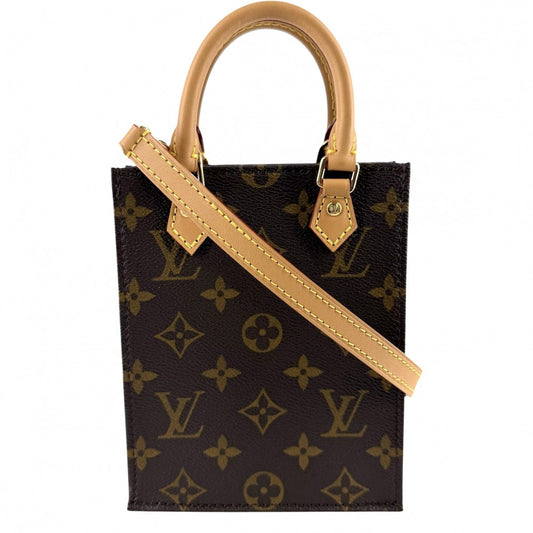 LOUIS VUITTON ルイヴィトン 2WAY プティット・サックプラ ハンドバッグ ショルダーバッグ ブラウン M81925 モノグラムキャンバス ゴールド金具 レディース【中古品】