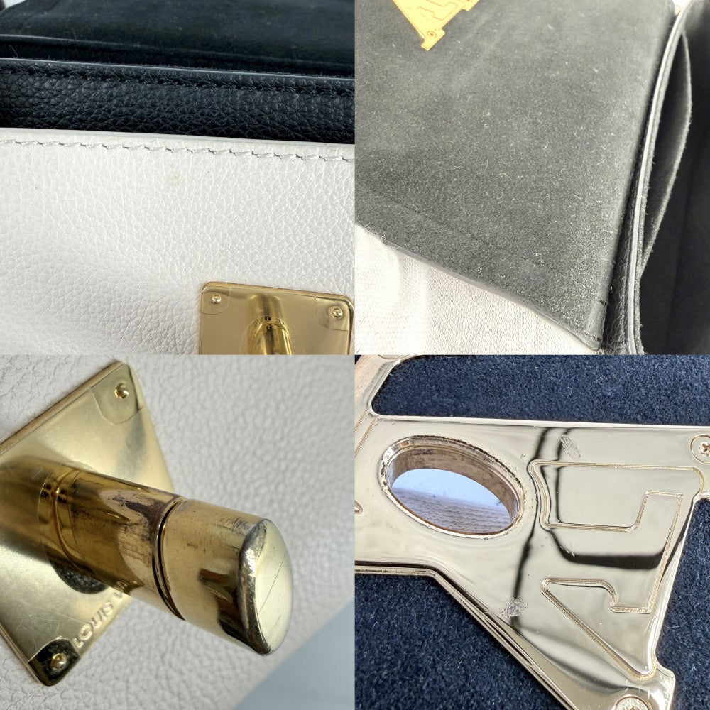 LOUIS VUITTON ルイヴィトン 2WAY ロックミーテンダー ハンドバッグ ショルダーバッグ LVターンロック M58557 レザー ブラック 黒 アイボリー ゴールド金具 レディース【中古品】