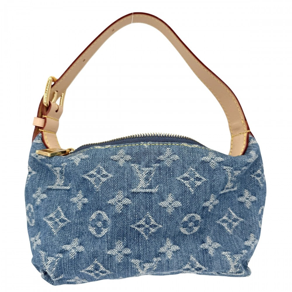 LOUIS VUITTON ルイヴィトン ハンドバッグ ポシェットヒルズ ミニバッグ M82949 モノグラムデニム ブルー 青 ゴールド金具 レディース【中古品】