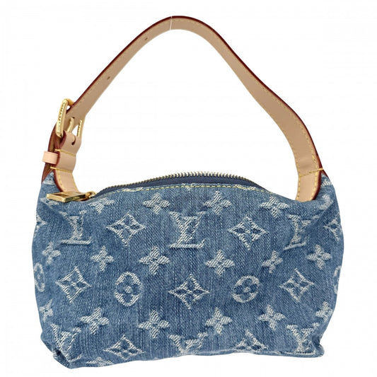 LOUIS VUITTON ルイヴィトン ハンドバッグ ポシェットヒルズ ミニバッグ M82949 モノグラムデニム ブルー 青 ゴールド金具 レディース【中古品】
