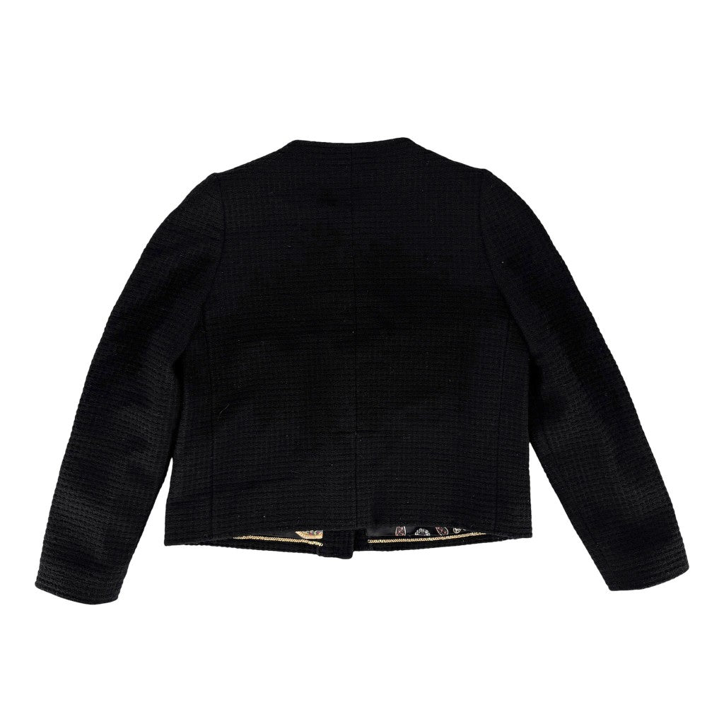 CHANEL シャネル セットアップ ココマーク チェーン ノーカラージャケット スカート ヴィンテージ アパレル 服 38 ブラック 黒 ゴールド金具 秋 冬 ウール レディース【中古品】