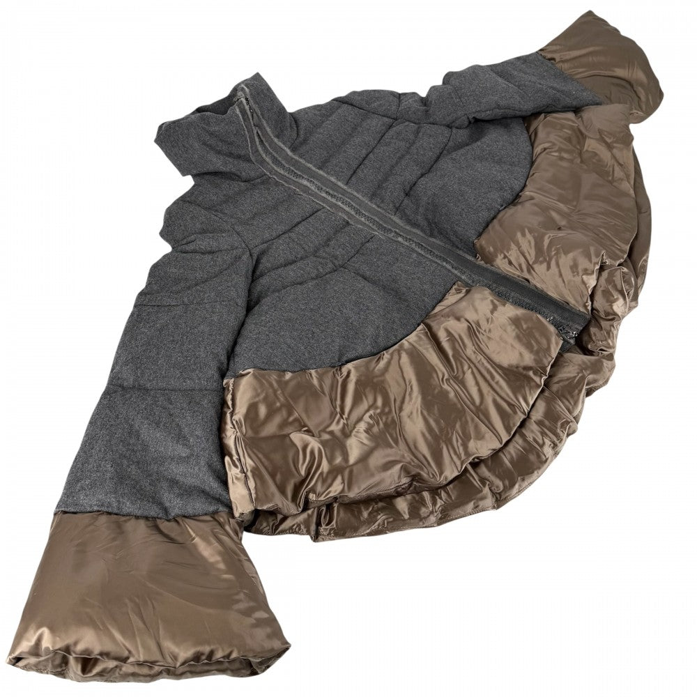 MONCLER モンクレール ダウンジャケット sacaiコラボ MIWAKO アウター 00サイズ
 グレー ブラウン系 シルバー金具 冬 ウール ナイロン レディース【中古品】