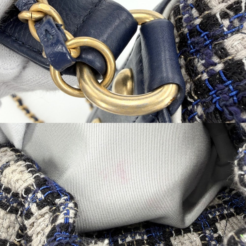 CHANEL シャネル ショルダーバッグ ココマーク マトラッセ バケットバッグ ドローストリング 2WAY レザー ネイビー 紺 ゴールド金具 レディース【中古品】