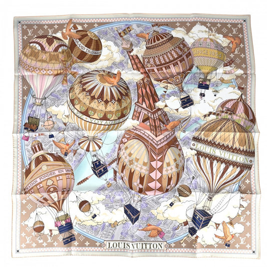 LOUIS VUITTON ルイヴィトン スカーフ カレ90･フロム ザ クラウド ファッションアイテム 大判 M98265 シルク ベージュ マルチカラー レディース【中古品】