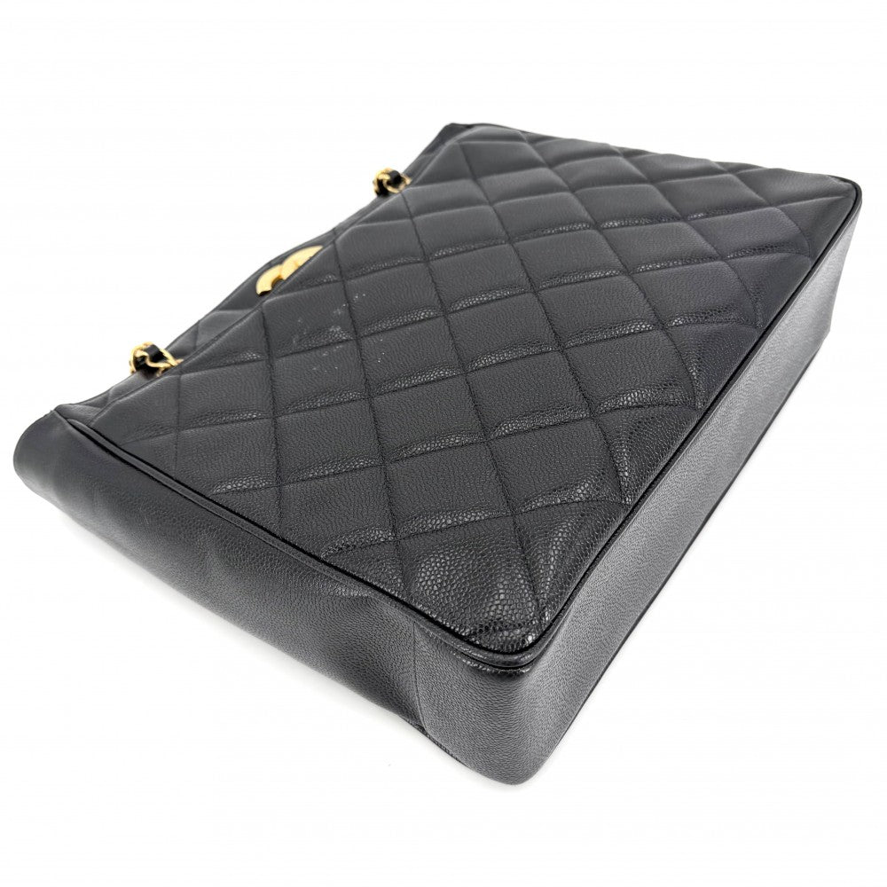 CHANEL シャネル ハンドバッグ マトラッセ ココマーク チェーントートバッグ キャビアスキン ブラック 黒 ゴールド金具 レディース【中古品】