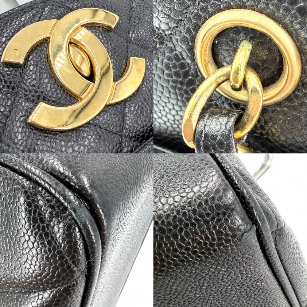 CHANEL シャネル ハンドバッグ マトラッセ ココマーク チェーントートバッグ キャビアスキン ブラック 黒 ゴールド金具 レディース【中古品】