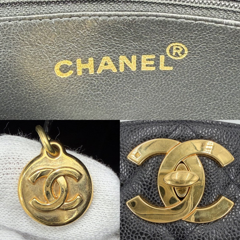 CHANEL シャネル ハンドバッグ マトラッセ ココマーク チェーントートバッグ キャビアスキン ブラック 黒 ゴールド金具 レディース【中古品】