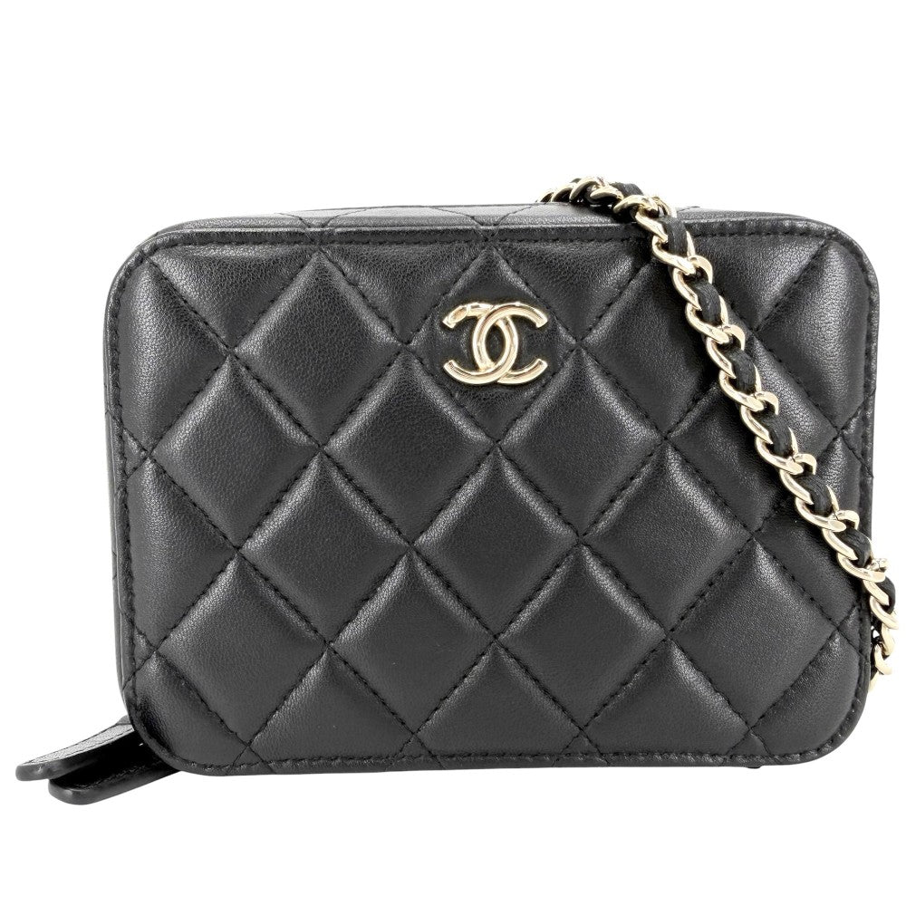 CHANEL シャネル ショルダーバッグ マトラッセ チェーンポシェット ココマーク ラムスキン ブラック 黒 ゴールド金具 レディース【中古品】