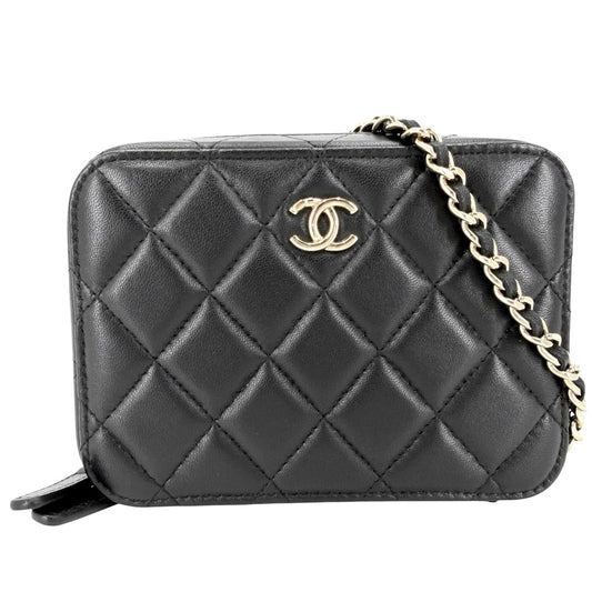 CHANEL シャネル ショルダーバッグ マトラッセ チェーンポシェット ココマーク ラムスキン ブラック 黒 ゴールド金具 レディース【中古品】