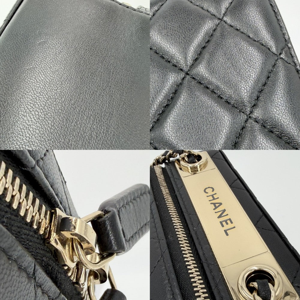 CHANEL シャネル ショルダーバッグ マトラッセ チェーンポシェット ココマーク ラムスキン ブラック 黒 ゴールド金具 レディース【中古品】