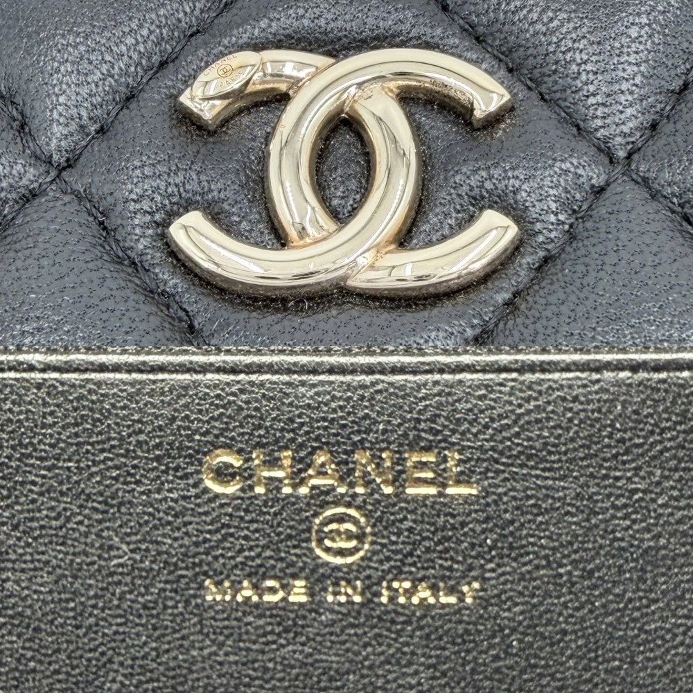 CHANEL シャネル ショルダーバッグ マトラッセ チェーンポシェット ココマーク ラムスキン ブラック 黒 ゴールド金具 レディース【中古品】