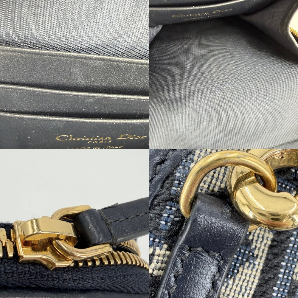 Christian Dior クリスチャンディオール ショルダーバッグ オブリーク 30 モンテーニュ フォンポーチ 30 Montaigne Call'in Dior キャンバス レザー ネイビー 紺 ベージュ ゴールド金具 レディース【中古品】