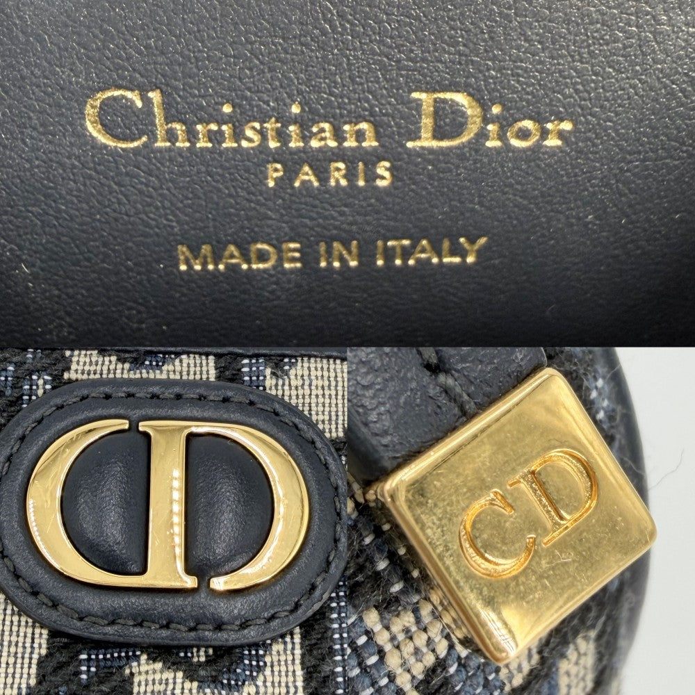 Christian Dior クリスチャンディオール ショルダーバッグ オブリーク 30 モンテーニュ フォンポーチ 30 Montaigne Call'in Dior キャンバス レザー ネイビー 紺 ベージュ ゴールド金具 レディース【中古品】