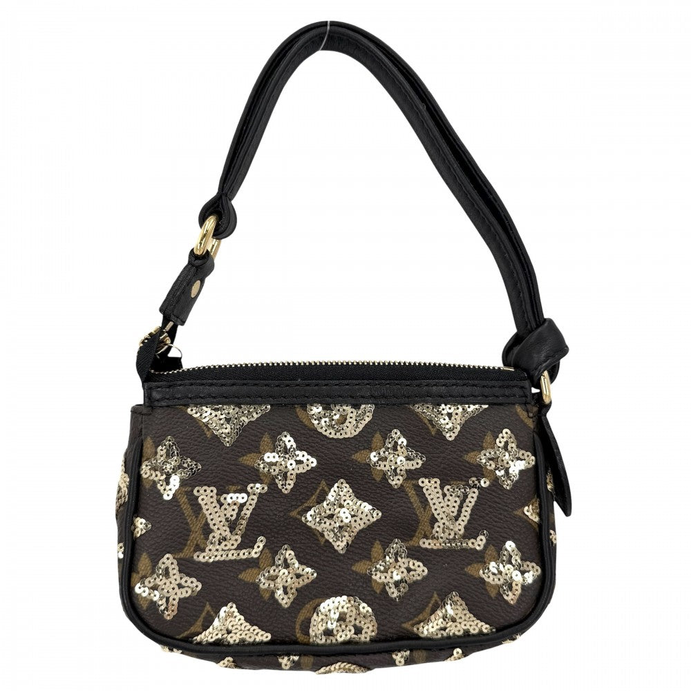 LOUIS VUITTON ルイヴィトン ハンドバッグ ミニバッグ モノグラムエクリプス スパンコール ミニポシェットアクセソワール M60125 ブラウン 茶 ブラック 黒 ゴールド金具 レディース【中古品】