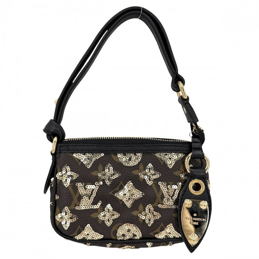 LOUIS VUITTON ルイヴィトン ハンドバッグ ミニバッグ モノグラムエクリプス スパンコール ミニポシェットアクセソワール M60125 ブラウン 茶 ブラック 黒 ゴールド金具 レディース【中古品】