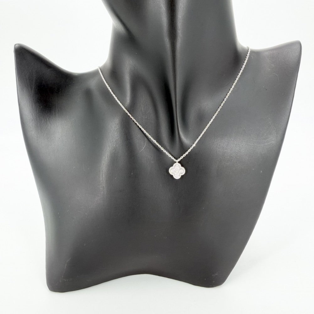 Van Cleef & Arpels ヴァンクリーフ＆アーペル ネックレス スウィートアルハンブラ ジュエリー 18金WG K18ホワイトゴールド ダイヤモンド VCARO85900 レディース 約3.4g【中古品】