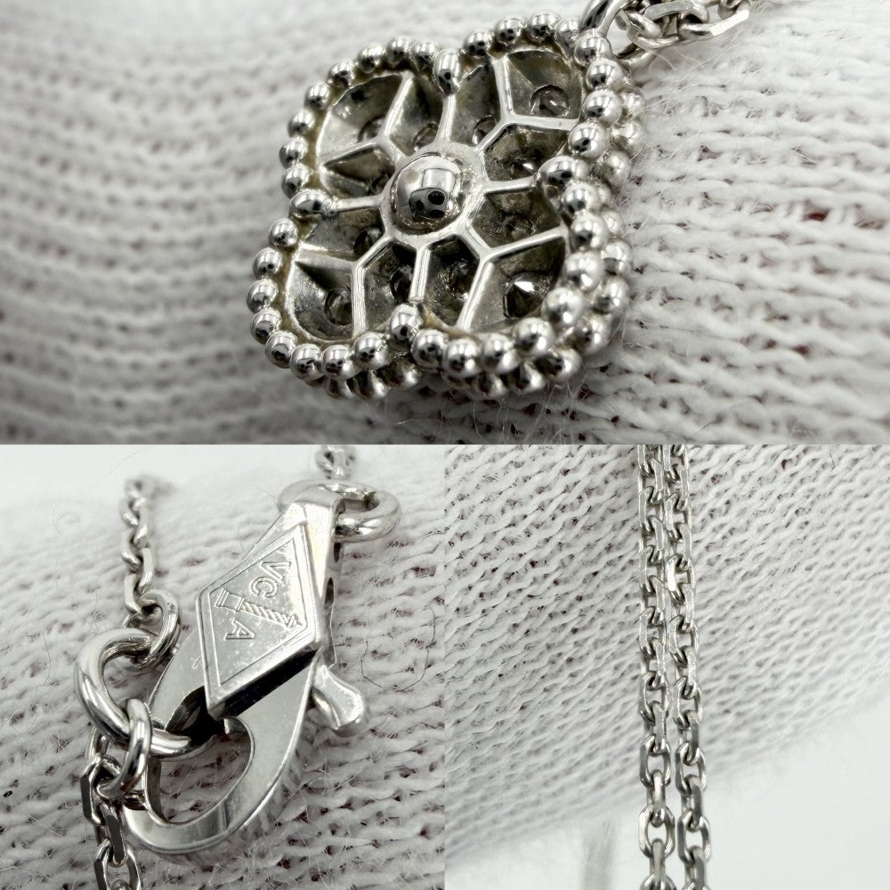 Van Cleef & Arpels ヴァンクリーフ＆アーペル ネックレス スウィートアルハンブラ ジュエリー 18金WG K18ホワイトゴールド ダイヤモンド VCARO85900 レディース 約3.4g【中古品】