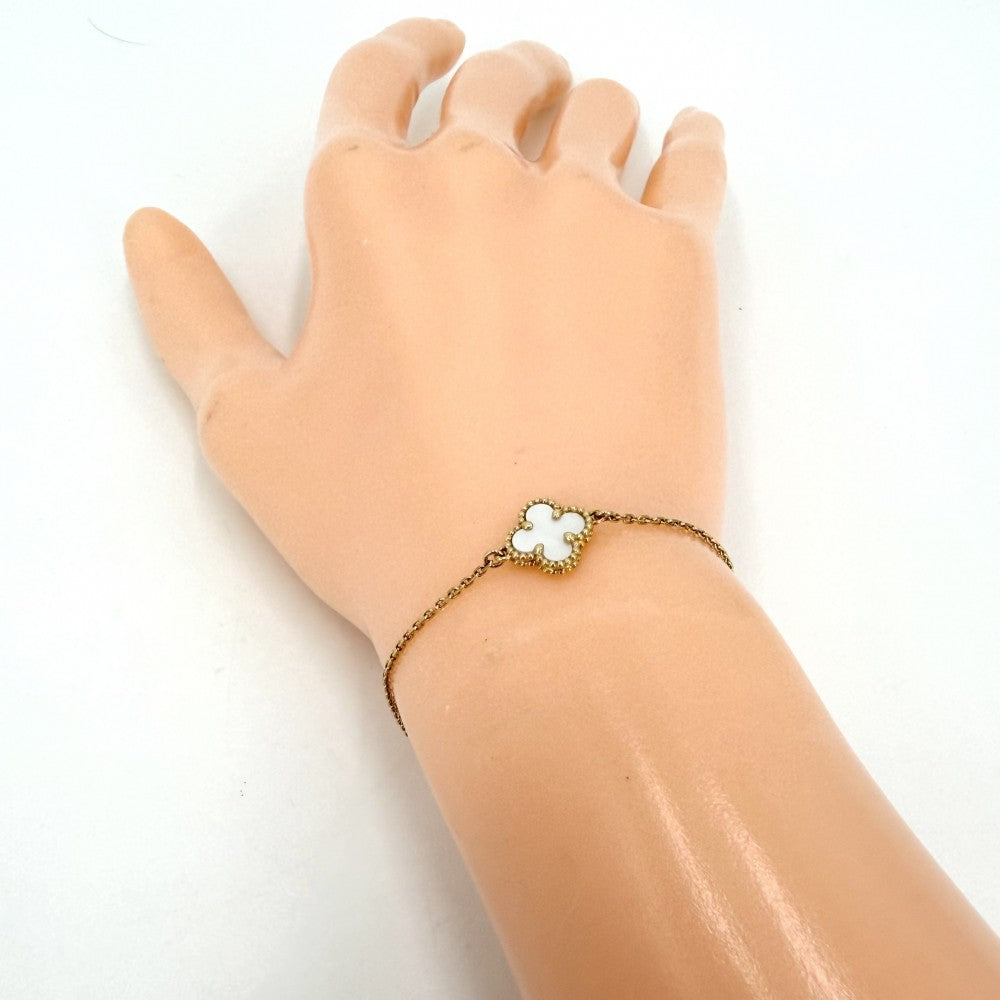 Van Cleef & Arpels ヴァンクリーフ＆アーペル ブレスレット スウィートアルハンブラ アクセサリー ジュエリー 18金YG Au750 K18イエローゴールド マザーオブパール VCARF68800 ホワイト 白 ゴールド金具 レディース 約1.9g【中古品】
