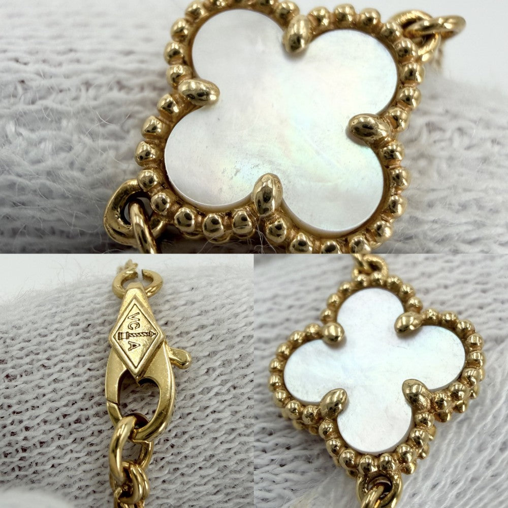 Van Cleef & Arpels ヴァンクリーフ＆アーペル ブレスレット スウィートアルハンブラ アクセサリー ジュエリー 18金YG Au750 K18イエローゴールド マザーオブパール VCARF68800 ホワイト 白 ゴールド金具 レディース 約1.9g【中古品】