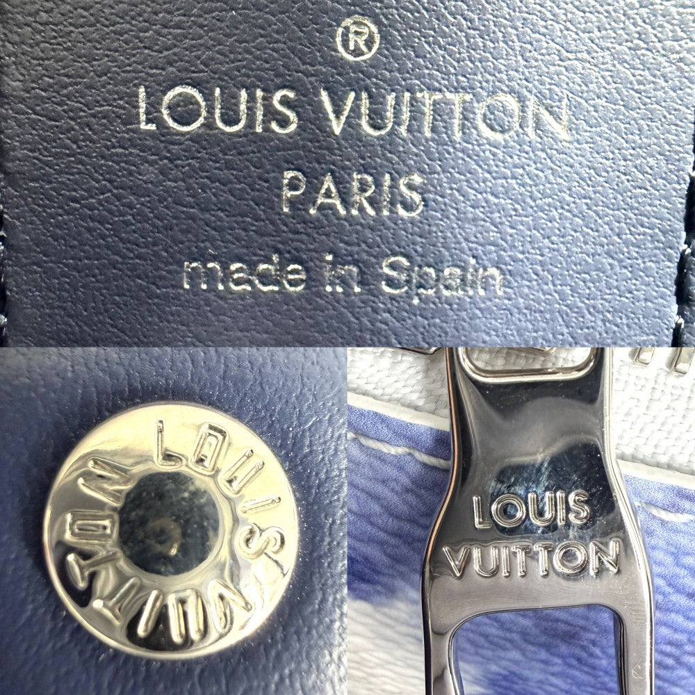LOUIS VUITTON ルイヴィトン 2WAY モノグラムウォーターカラー ウィークエンド トートGM ハンドバッグ ショルダーバッグ M45755 ブルー 青 ホワイト 白 シルバー金具 メンズ【中古品】