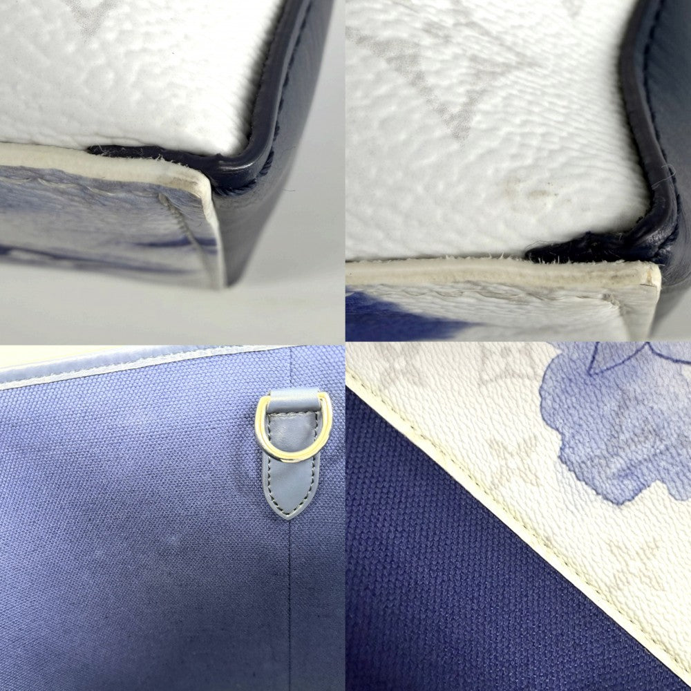LOUIS VUITTON ルイヴィトン 2WAY モノグラムウォーターカラー ウィークエンド トートGM ハンドバッグ ショルダーバッグ M45755 ブルー 青 ホワイト 白 シルバー金具 メンズ【中古品】