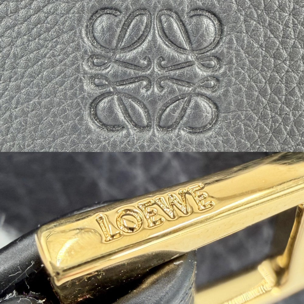LOEWE ロエベ 2WAY ハンモック ショルダーバッグ ハンドバッグ トートバッグ レザー カーフ ダークネイビー ブラック 黒 ゴールド金具 レディース【中古品】