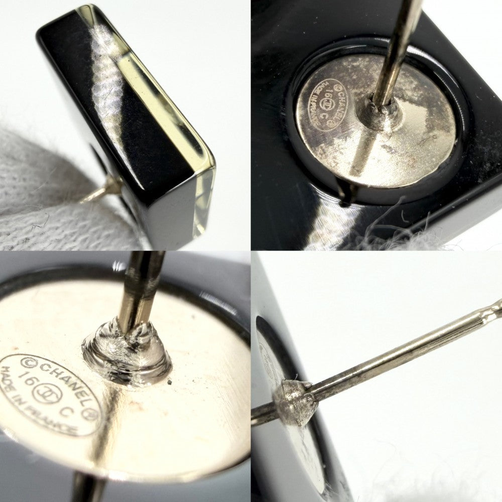 CHANEL シャネル ピアス ココマーク アクセサリー ひし形 16C ブラック 黒 ゴールド レディース 約3.2g 2016年【中古品】