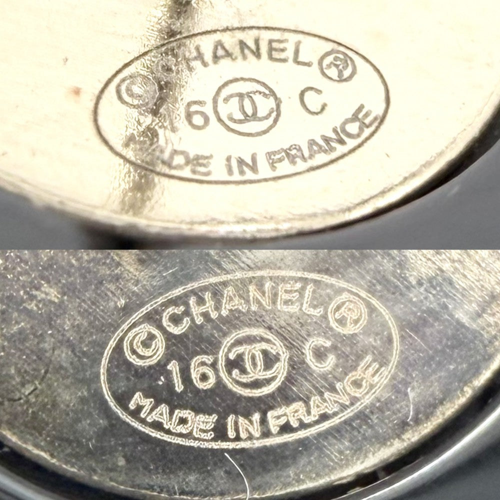 CHANEL シャネル ピアス ココマーク アクセサリー ひし形 16C ブラック 黒 ゴールド レディース 約3.2g 2016年【中古品】