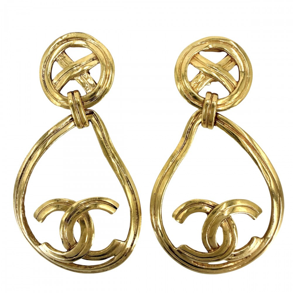 CHANEL シャネル イヤリング ココマーク アクセサリー ヴィンテージ スイング GP 96P ゴールド レディース 約25.6g 1996年【中古品】