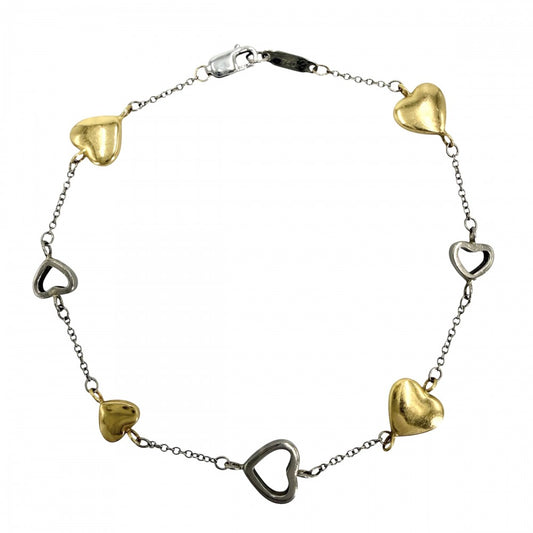 TIFFANY&Co. ティファニー ブレスレット マルチハート アクセサリー ジュエリー 18金YG WG Au750 K18イエローゴールド K18ホワイトゴールド レディース 約7.9g【中古品】