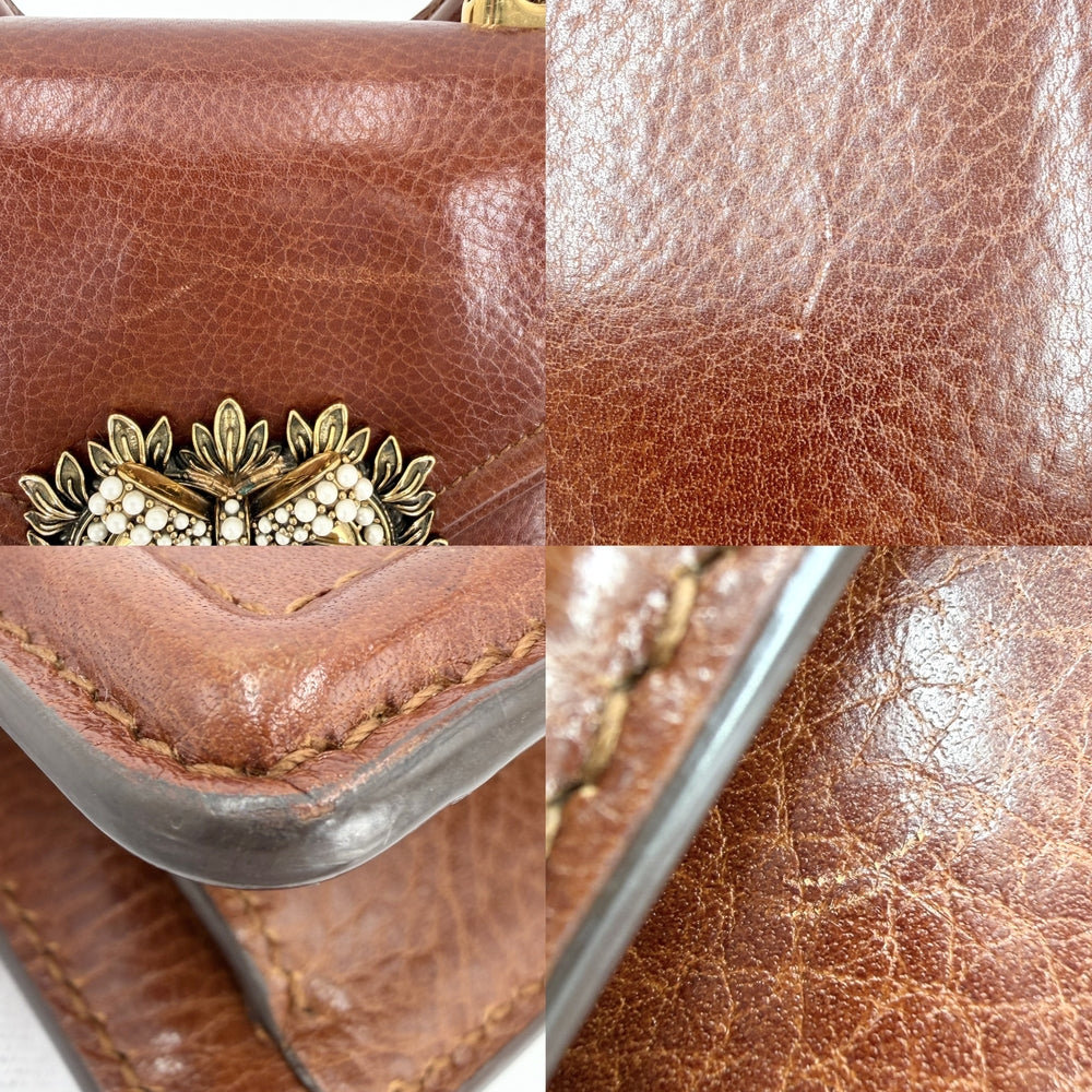 DOLCE&GABBANA ドルチェアンドガッバーナ 2WAY ディヴォーション スモール チェーン DEVOTION ハート ドルガバ かばん 鞄 レザー ブラウン 茶 ゴールド金具 レディース【中古品】