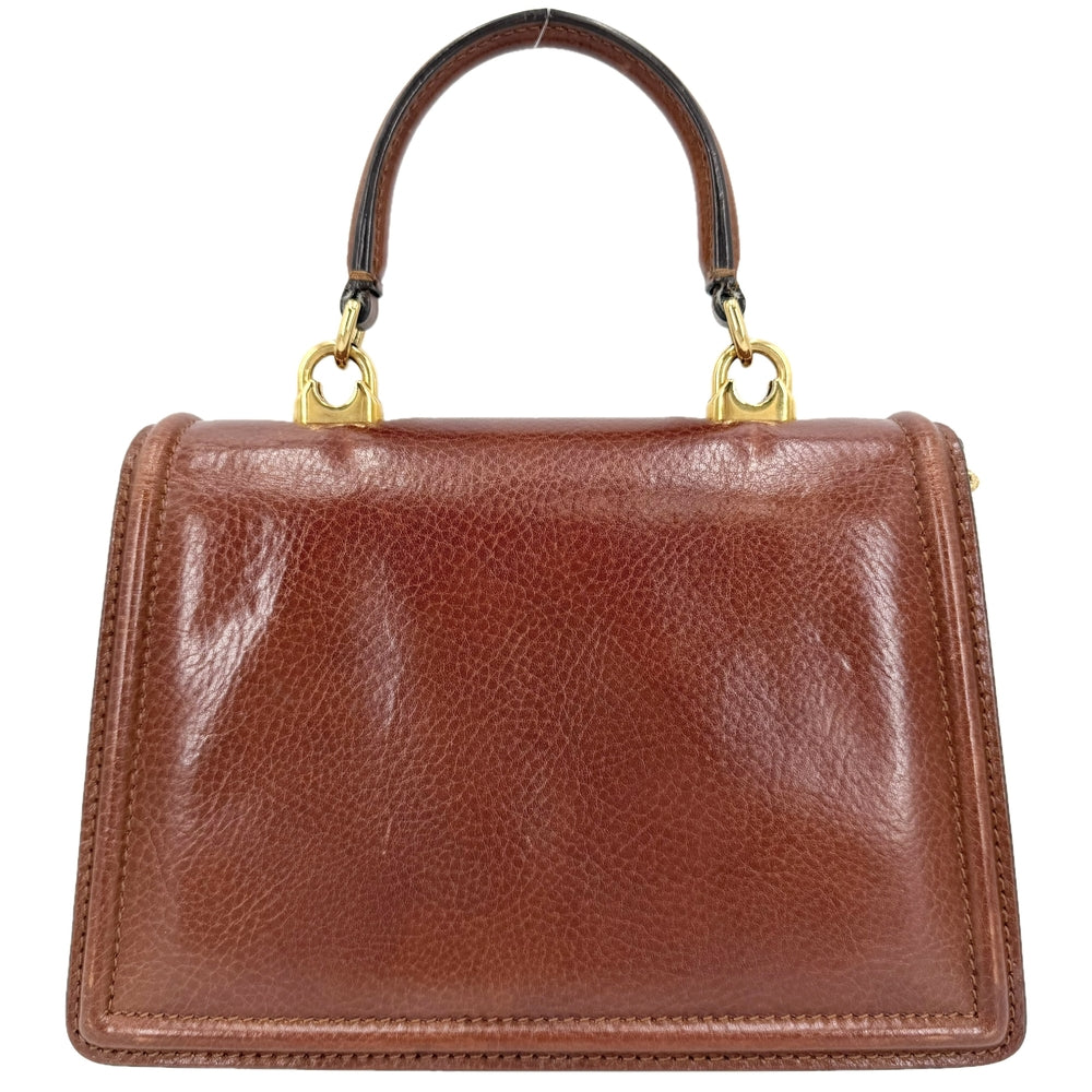DOLCE&GABBANA ドルチェアンドガッバーナ 2WAY ディヴォーション スモール チェーン DEVOTION ハート ドルガバ かばん 鞄 レザー ブラウン 茶 ゴールド金具 レディース【中古品】