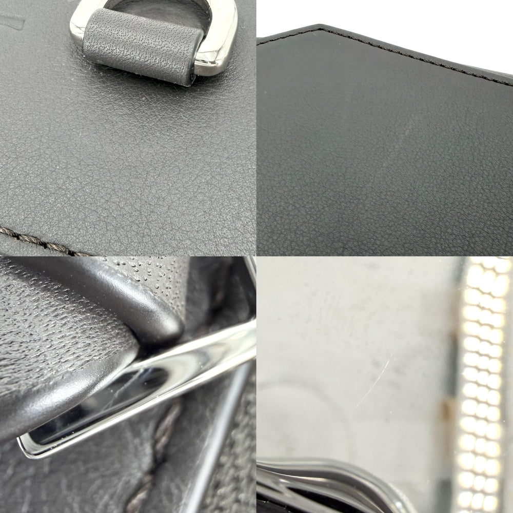 LOEWE ロエベ ボディバッグ コンバーチブル スリングバッグ レザー ダークグレー シルバー金具 メンズ【中古品】