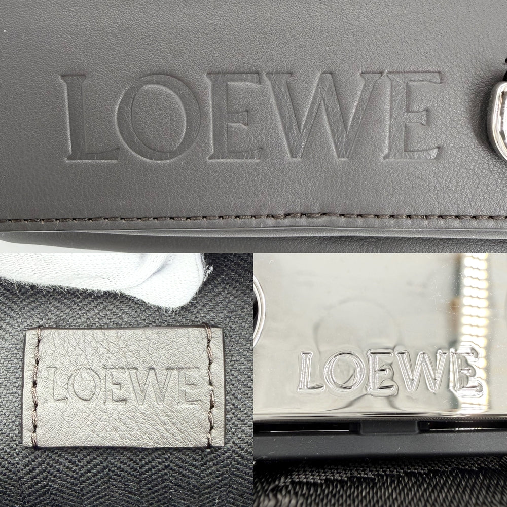 LOEWE ロエベ ボディバッグ コンバーチブル スリングバッグ レザー ダークグレー シルバー金具 メンズ【中古品】