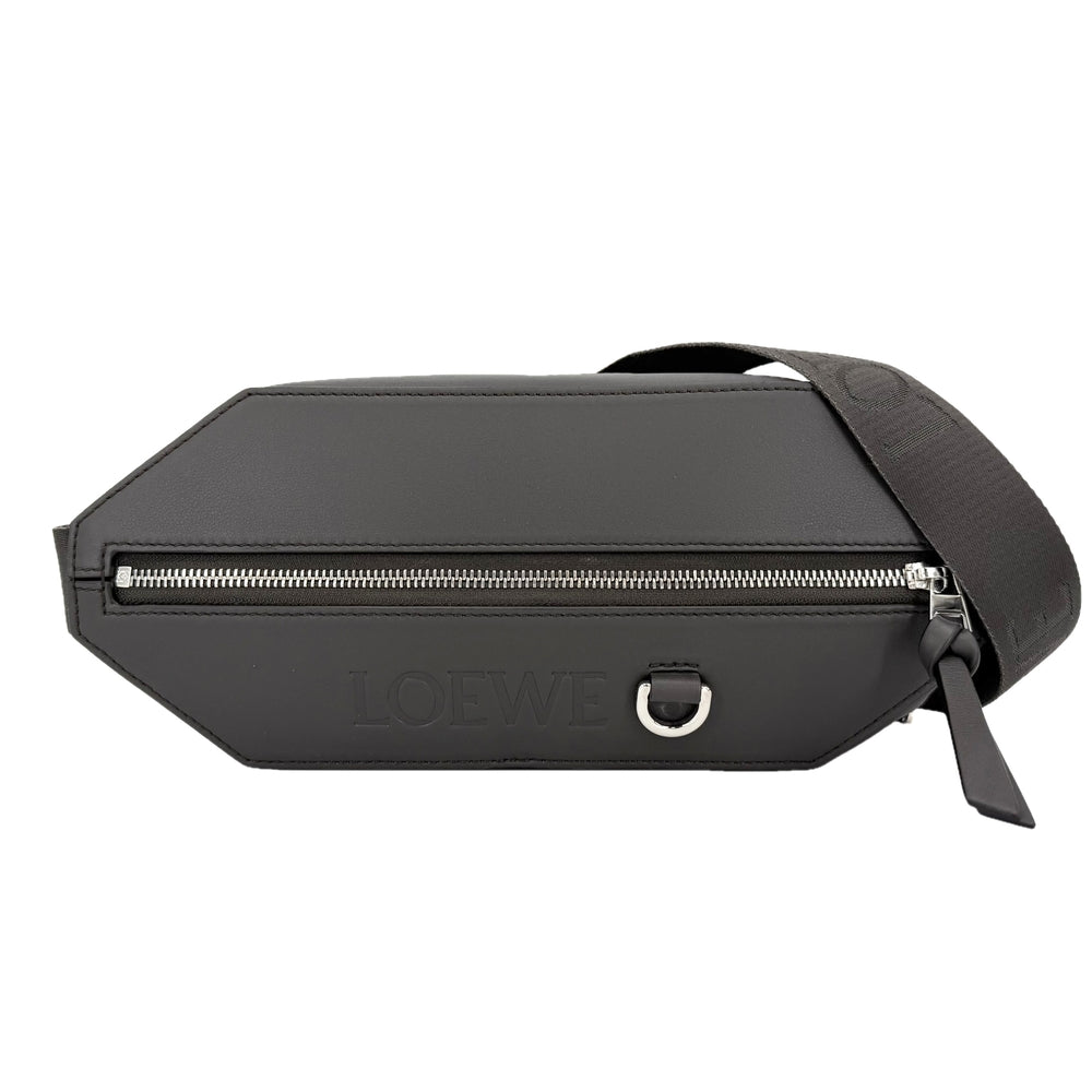 LOEWE ロエベ ボディバッグ コンバーチブル スリングバッグ レザー ダークグレー シルバー金具 メンズ【中古品】