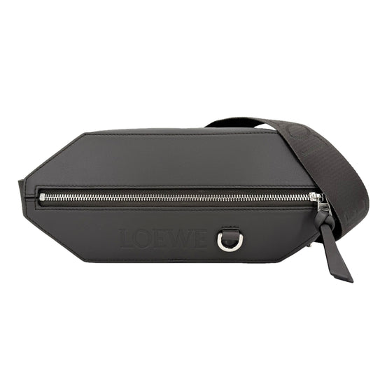 LOEWE ロエベ ボディバッグ コンバーチブル スリングバッグ レザー ダークグレー シルバー金具 メンズ【中古品】